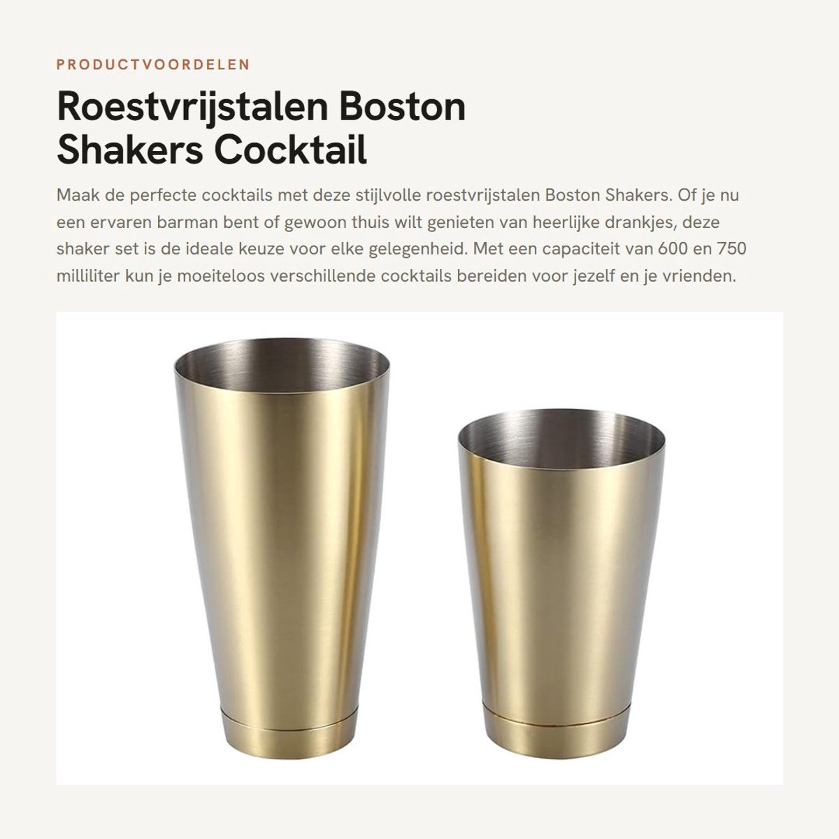Dailygoods- Cocktailshaker Roestvrij Staal - Cocktailshaker Set - Boston Shaker - 600/750 ML - Duurzaam - Geschikt voor Feestjes