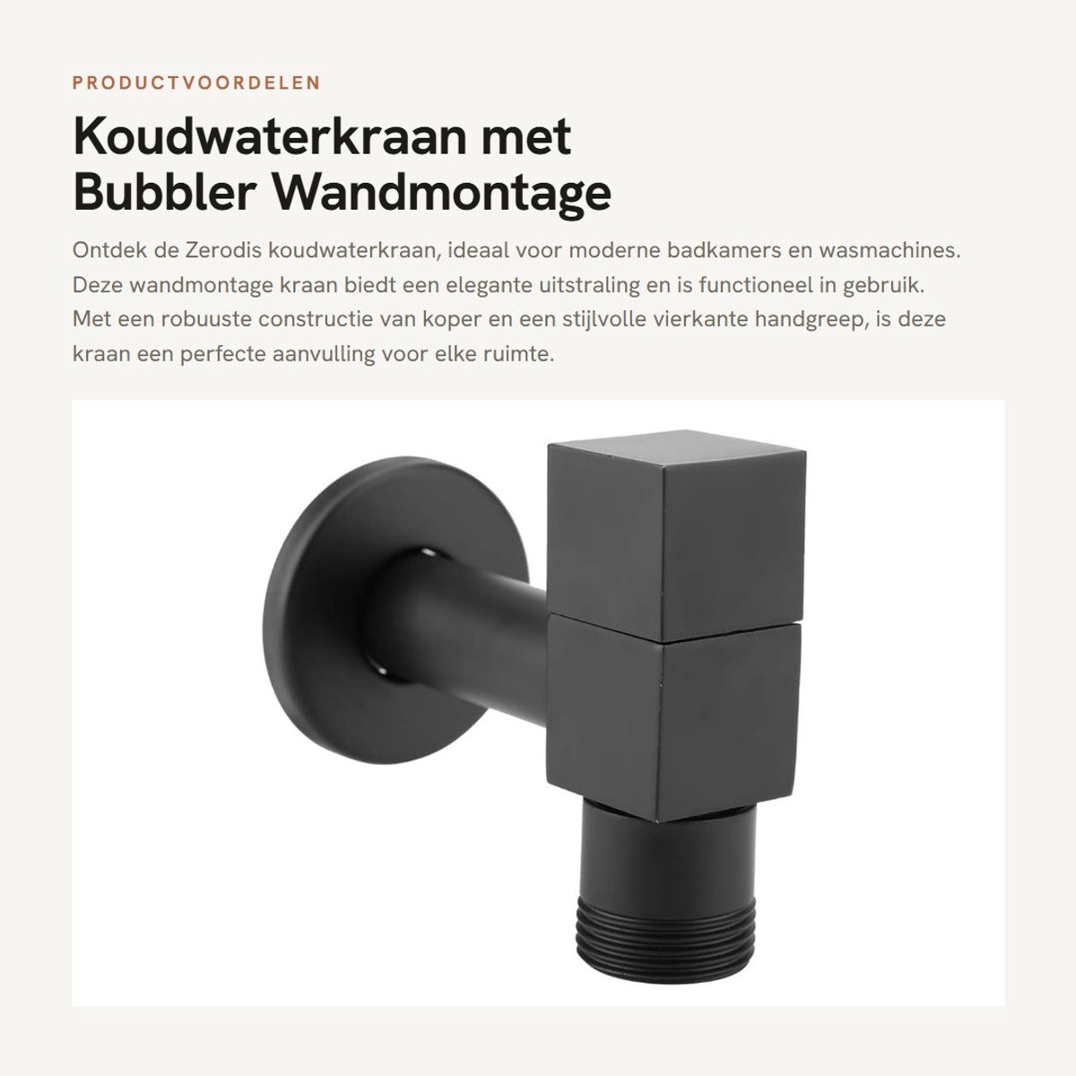 Dailygoods- Koudwaterkraan Elegant - Fonteinkraan - Toiletkraan - Koudwater Dispenser - Waterkraan - Schokbestendig Materiaal - Wasbakkraan