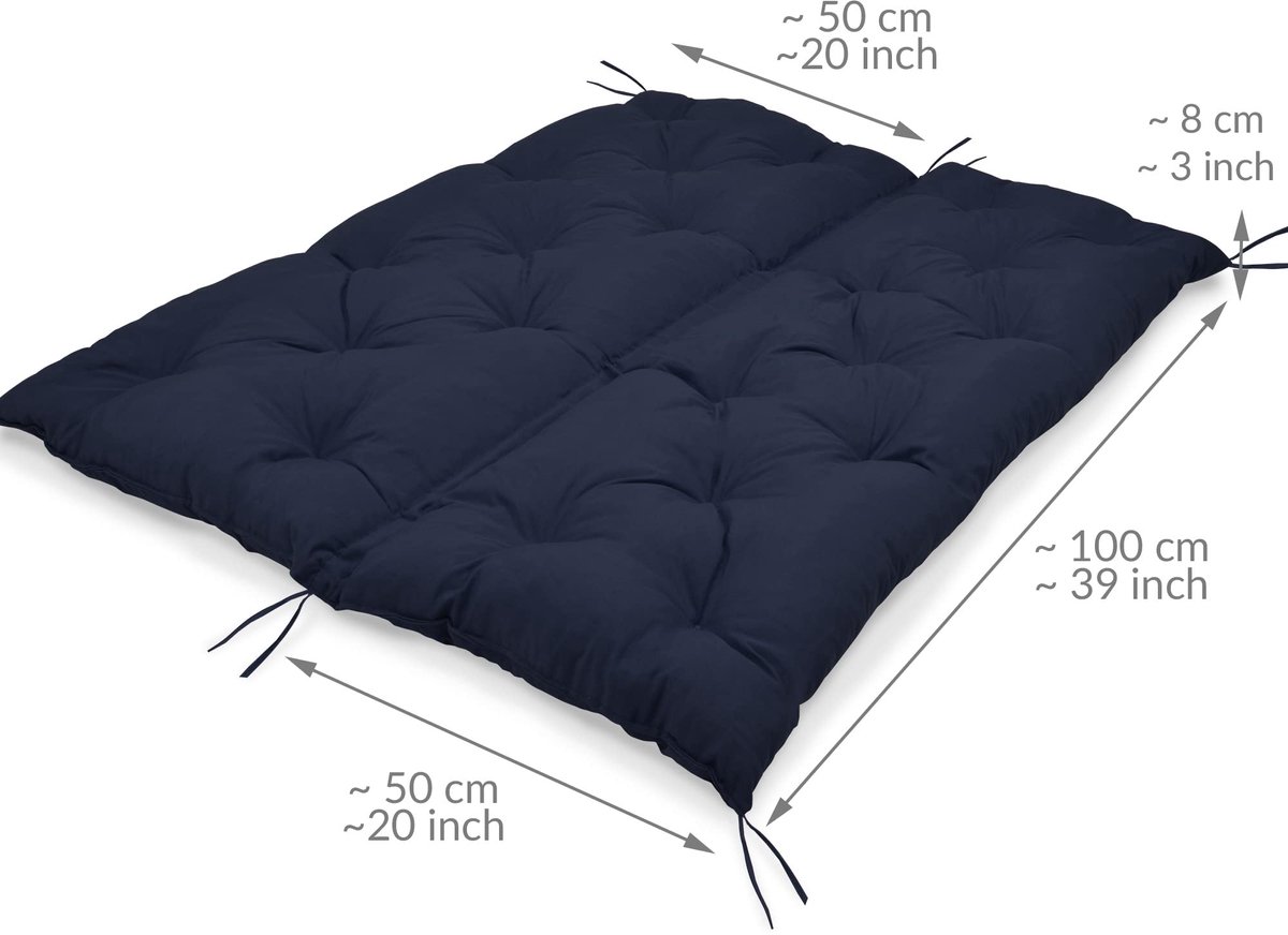 Bankkussen voor Tuinmeubelen - 100 x 50 x 50 cm - Zitkussen en Rugkussen - Kussen - Blauw