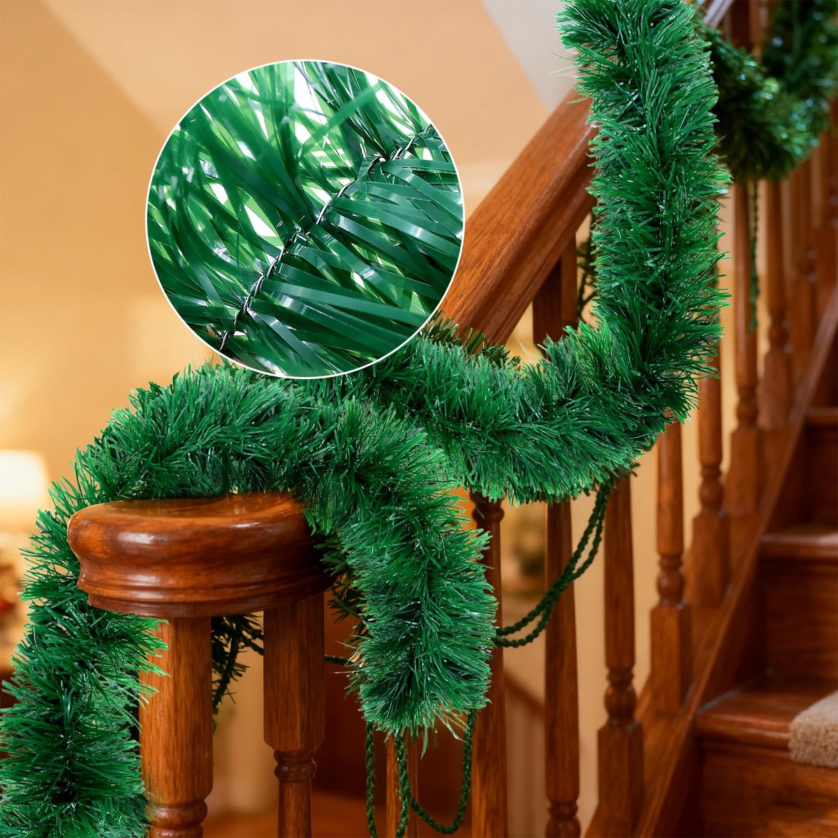 Dennenslinger 15 m, groene slinger voor kerstdecoratie, outdoor, indoor, bruiloft, feest, kransen, decoraties (breedte 9 cm)
