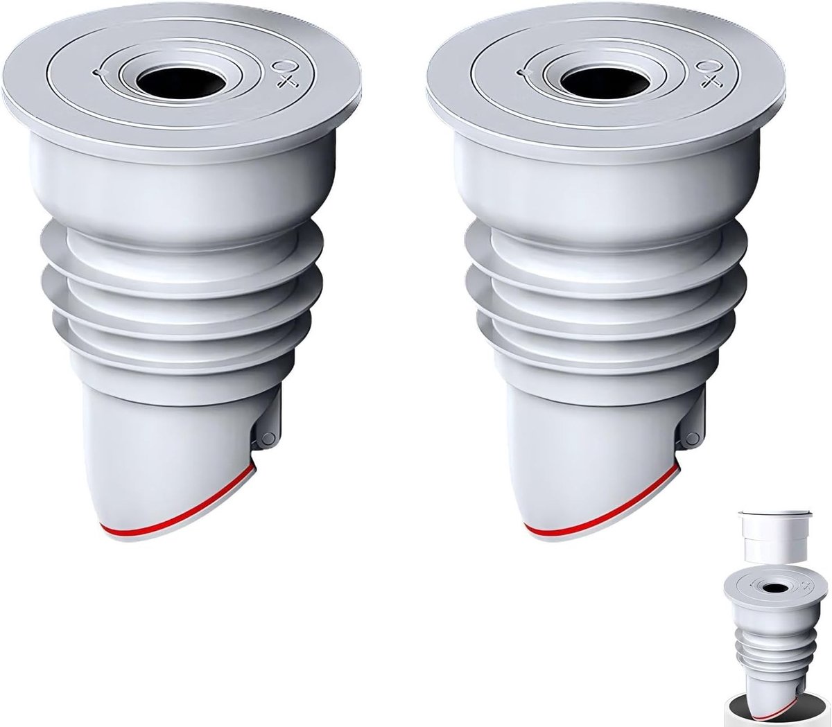 Dichtingen voor Afvoerleidingen van Wasmachines, 2 Stuks, Silicone Afvoerafdichting voor Keuken en Badkamer, Voorkomt Geur en Leaks