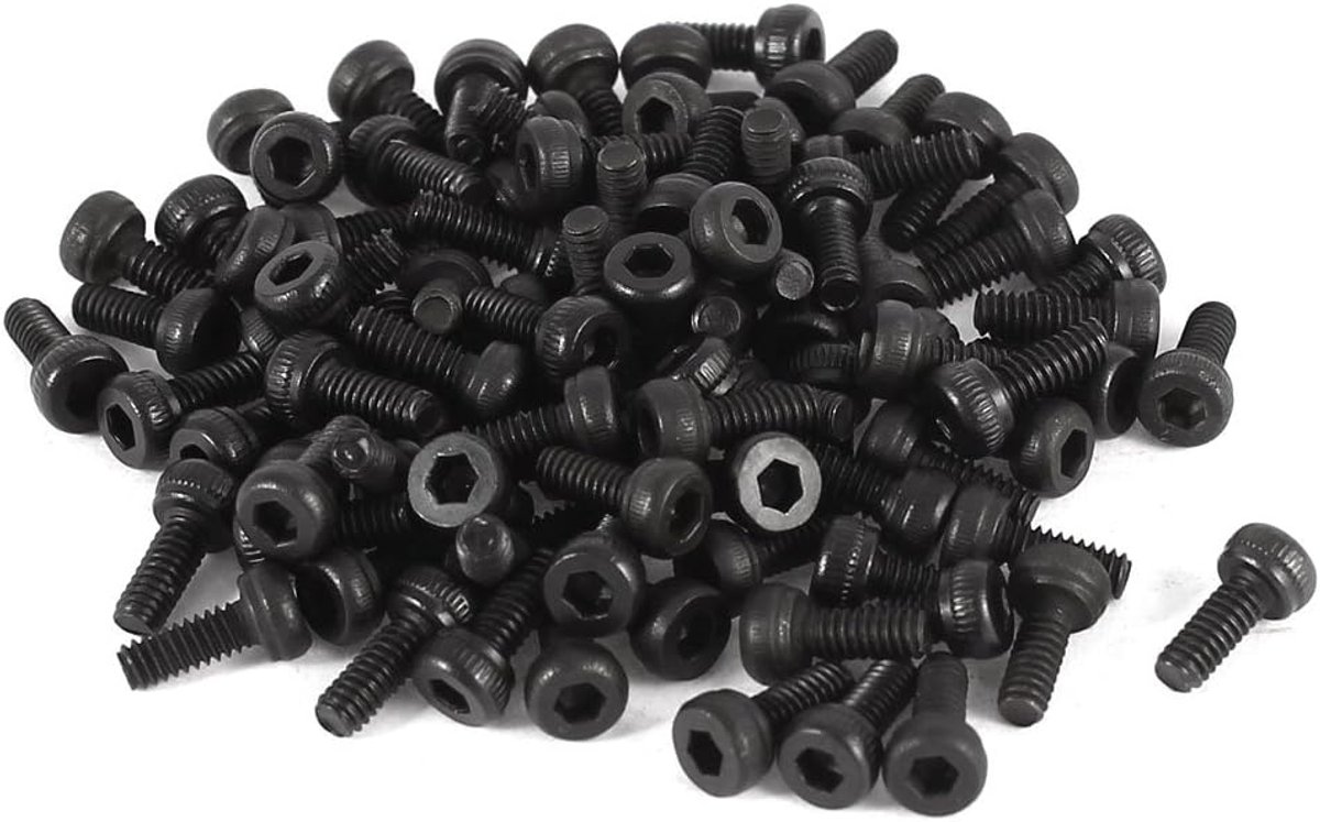 100 Stks 12.9 Staal Legering Hex Pan Hoofd Geborsteld Cap Schroef Bout M2x5