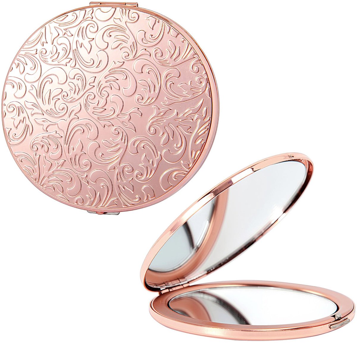 Spiegel, mooi en elegant, stevig en duurzaam, 1X/2X vergrootglas. (ovaal patroon roze)