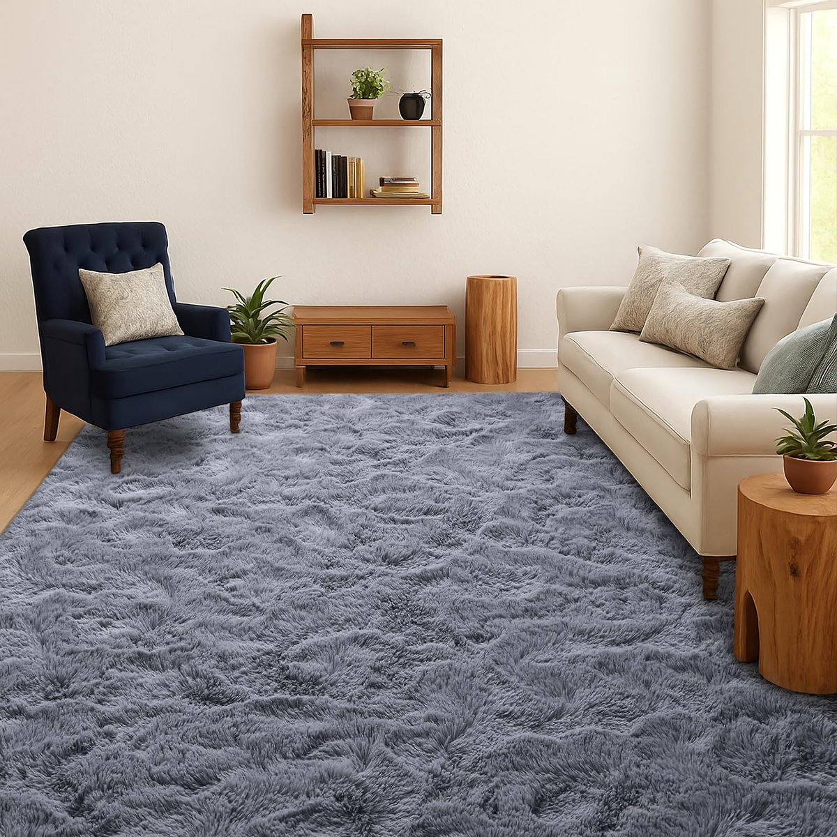 Tapijt, Wasbaar Antislip & Pluche, Effen Langpolig Shaggy Vloerkleed voor Slaapkamer & Kinderkamer, Bedkleed Mat, 120x180 cm, Grijs