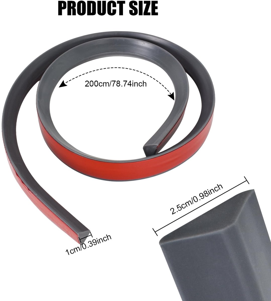 Waterstrip voor douche, zelfklevend, 200 cm, siliconen, waterstopper voor inloopdouches, b