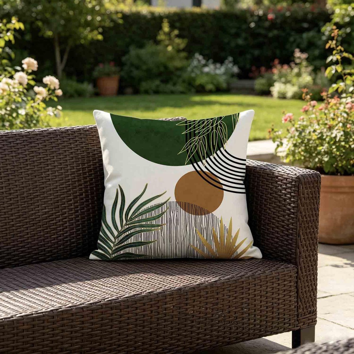 50 x 50 cm, groen, voor buiten, waterdicht, boho, minimalistisch, abstract, geometrisch, decoratief, kussensloop voor slaapkamer, bank, tuin, decoratie, 2 stuks