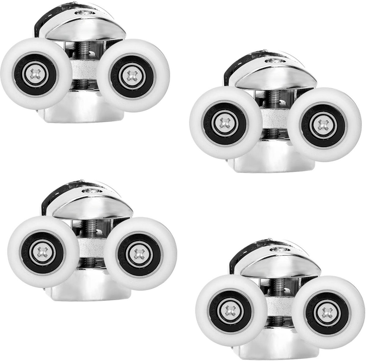 4 Stks Douche Deur Dubbele Wielen 23mm Diameter (Zinklegering+ABS) voor Badkamer Lager Katrollen /Runners Top/Onderste Vervangende Onderdelen (Bovenwiel -23mm-4Pcs)