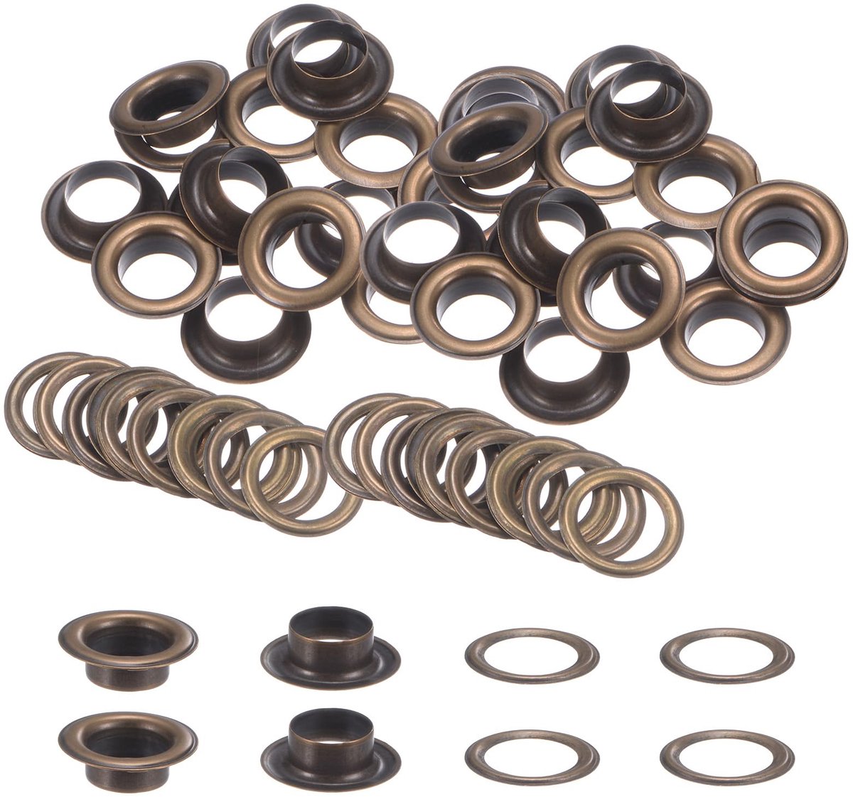 Oogjes met Ringetjes - Metalen Ringetjes - Kleding Versterken - Koper met Galvanisatie - 12 mm - Brons