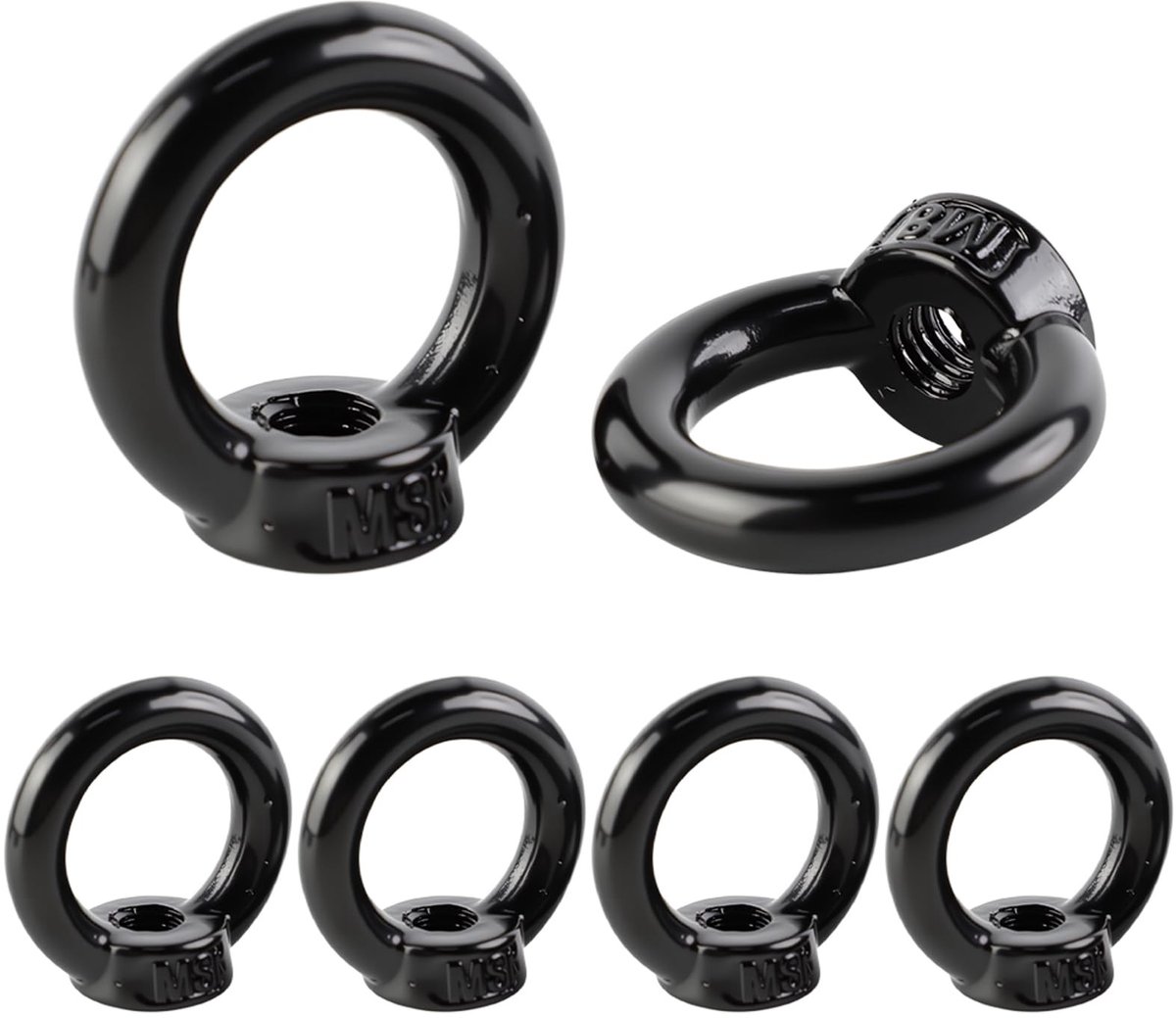 Dailygoods - Anneau de Levage M8 Stalen ringen, 6 stuks, ringgroef oogmoer, roestvrij staal, hardware voor hefaccessoires, hangpotten, schommelplanken (zwart)