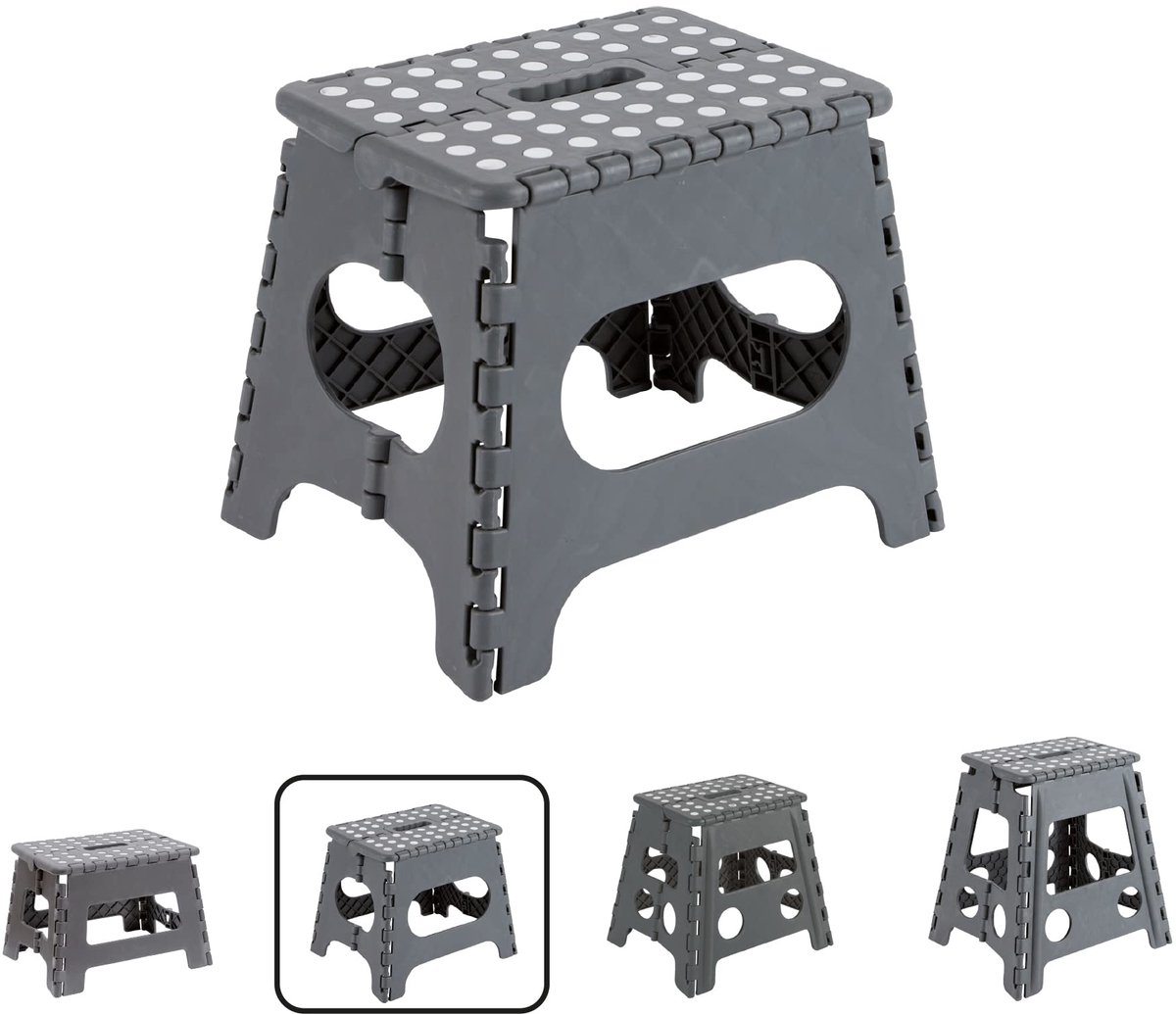 TB-027-G Opvouwbare Kruk voor Keuken of Badkamer | Inklapbare Opstap | Opvouwbaar Krukje | Inklapbare Banquetkruk | Stevige Opstap voor Volwassenen en Kinderen (tot 150 kg)| 27 cm Hoog | Grijs