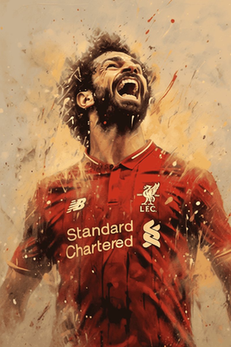 Voetbal Poster - Salah - Liverpool FC - Abstract Portret - Mohamed Salah - Wanddecoratie - posters - formaat 30x40cm - XS381
