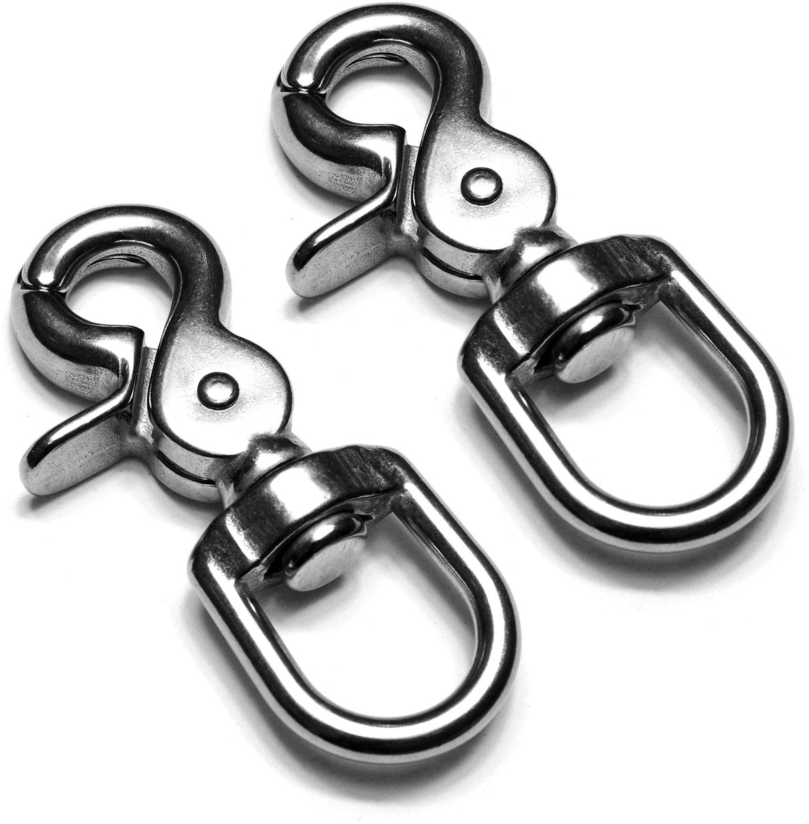 schaarkarabijnhaak met draaikop en scharnier, robuuste haak voor hondenlijn of halsband, set van 2, gelegeerd staal, 72 mm lengte, zilver, handig voor paracord 550 DIY en sleutels