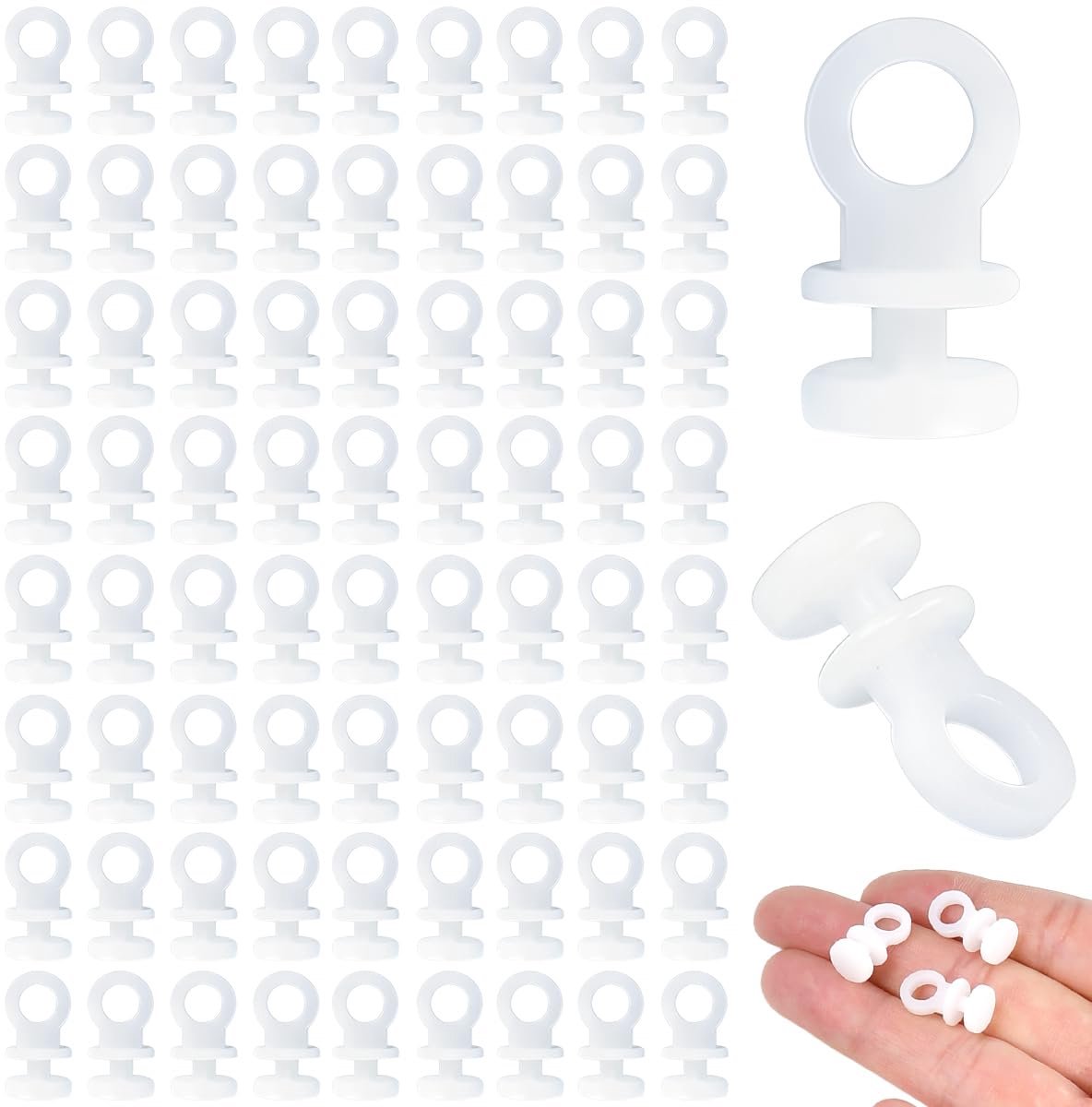 100 stuks gordijnglijders, 17 x 9 mm, wit, kunststof gordijnhaken, stabiele gordijnglijders voor rail, universele vouwhaken voor ringen, looprails, accessoires voor gordijnroedes