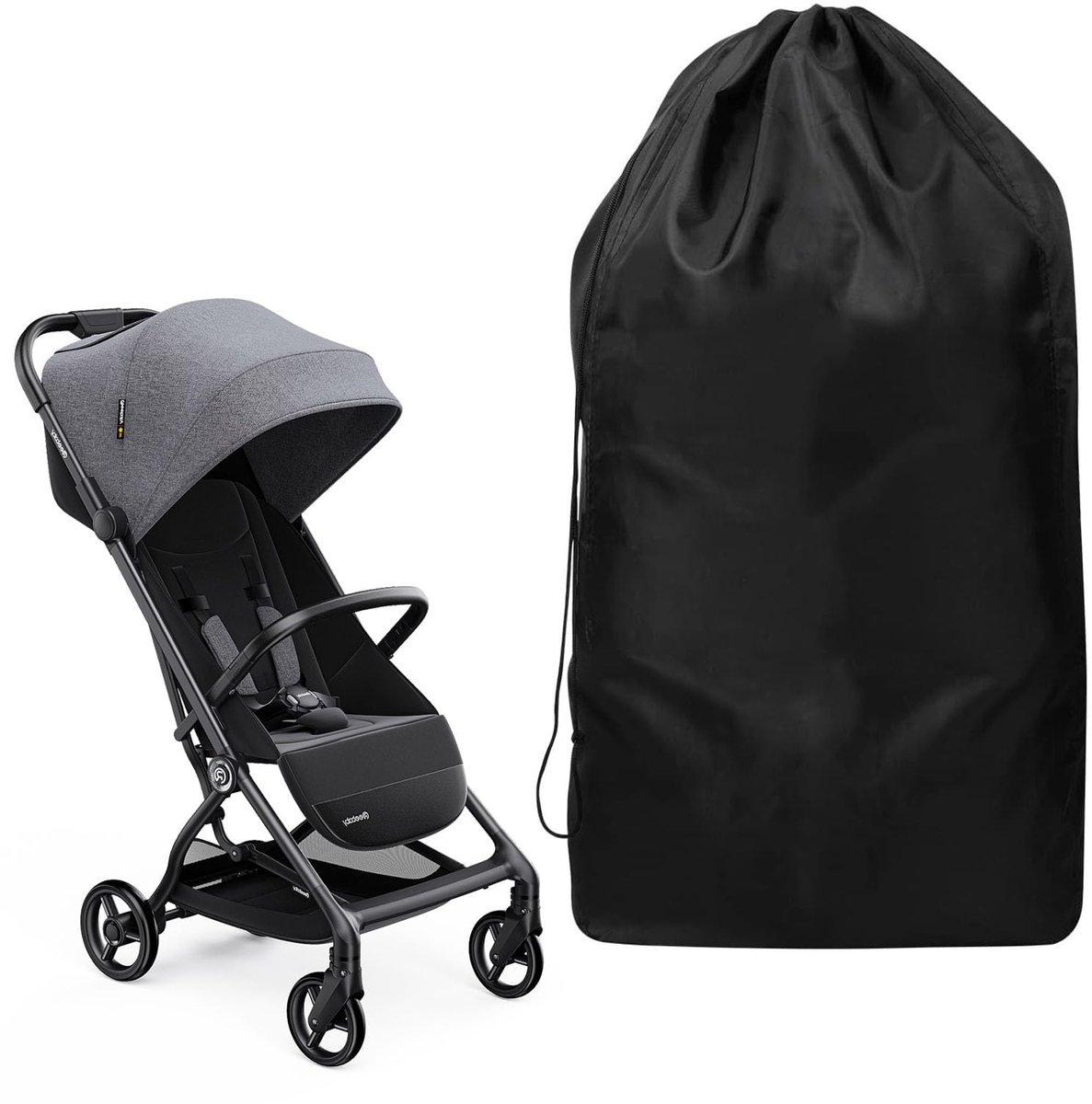 Transporttas voor kinderwagen, kinderwagen tas voor vliegtuig, reizen, beschermhoes voor kinderwagen, transporttas, vliegtuig voor kinderwagen, beschermhoes 117 x 53 x 33 cm, zwart, zwart, mode