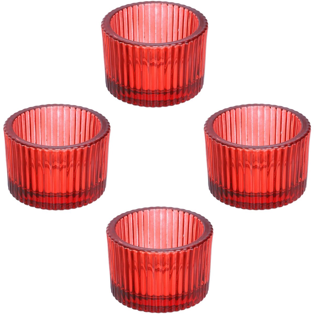 4 Stuks Theelichthouder, Theelichten Kaarsenhouder Glazen Votive Kaarsenhouders Glazen Kaarsenhouders voor Tafel Middelpunt Decoratie Bruiloft Diner Feest, Rood