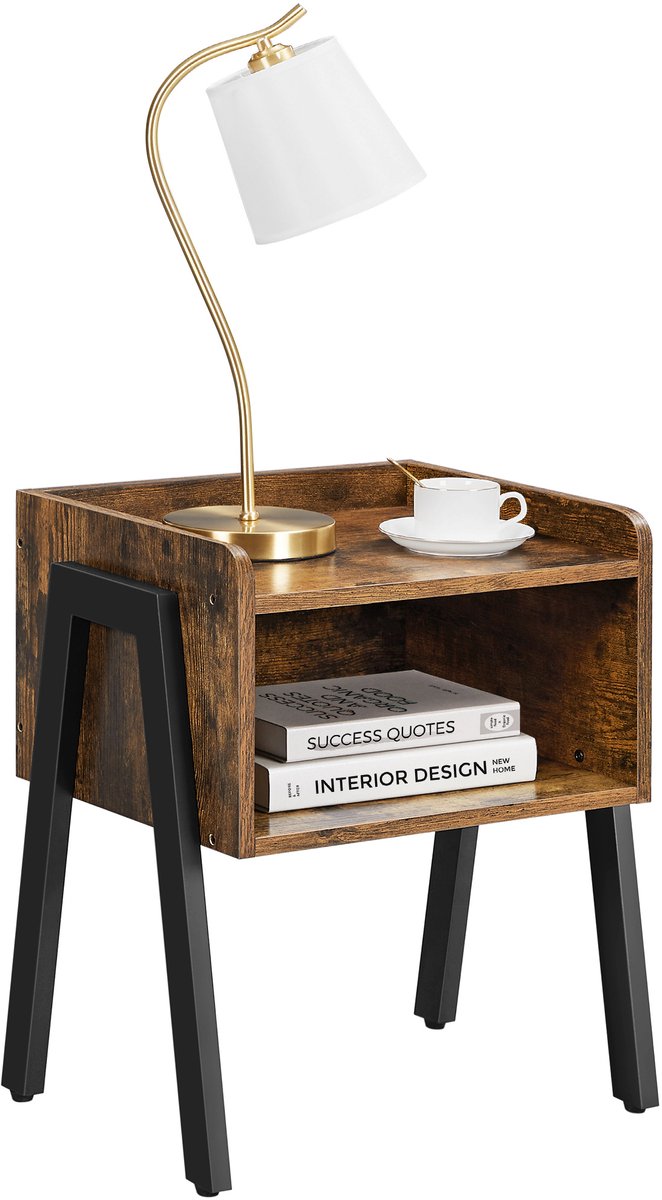 VASAGLE - Nachtkastje - Bijzettafel - Stapelbaar - Met Open Vlak - Industrieel Design