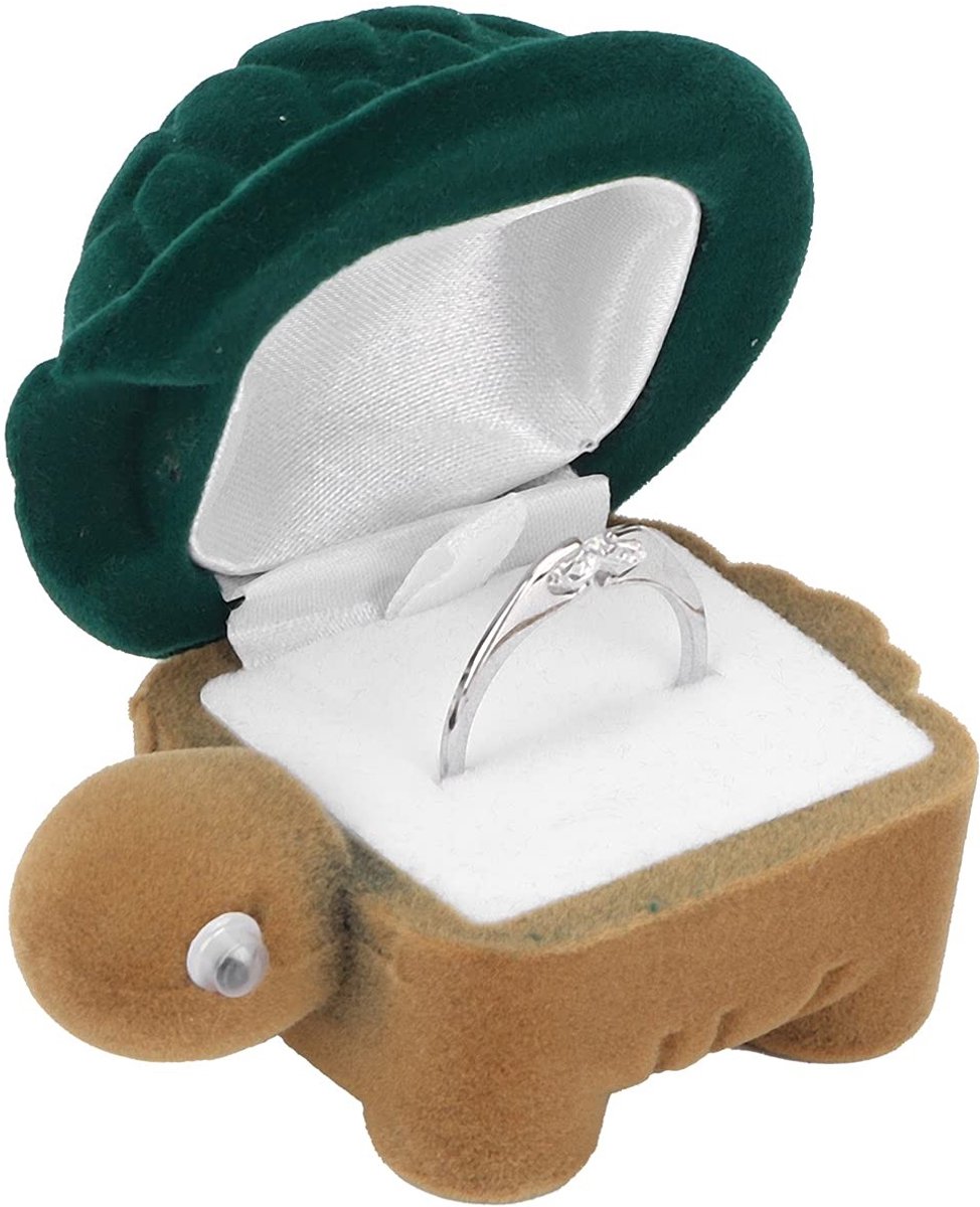 Dailygoods- Ringbox Schildpadvormig - Juwelendoos - Sieradendoos voor volwassenen - Decoratief - Draagbaar - Krasbestendig interieur