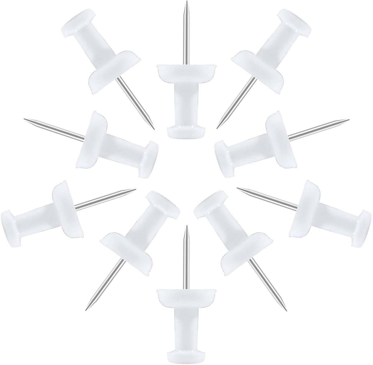 Dailygoods- Duimspijkers 120 Stuks - Witte Pushpins - Plastic Hoofd - Stalen Punt - 1 Inch Lang - Voor Kantoor/School/Projecten - Push Pins