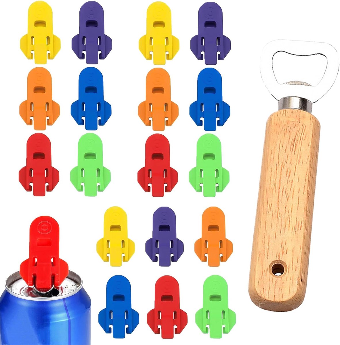 19 stuks Gemakkelijk Blikopener, Handmatige Easy Can Opener, Lekvrije Frisdrank Blik Deksel Blikopeners voor Pop, Cola, Bier, Frisdrank, Aluminium Drank