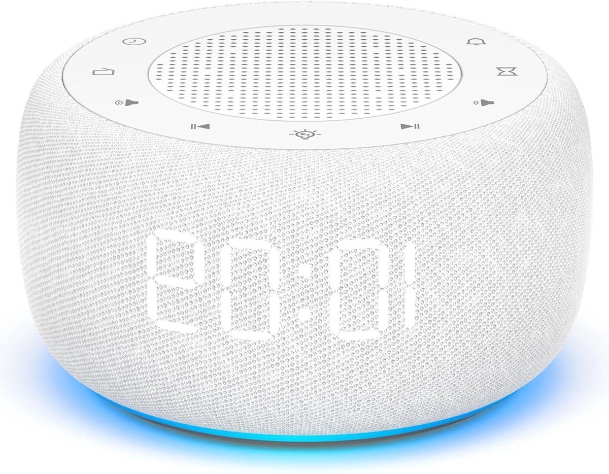 Radiowekker met Nachtlamp - Wekker Radio - Ontwaken en Ontspannen - 7 Kleuren Nachtlamp - 9x9x6 cm - Wit