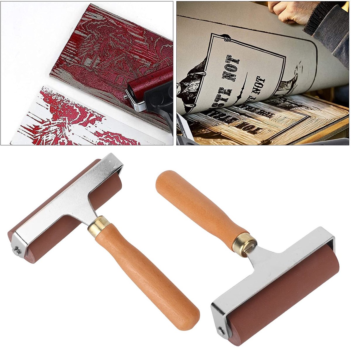 Dailygoods- Rubber Roller 10cm - Antislip Handvat - Hoogwaardige Rubber - Voor Inkt en Lijm - Geschikt voor Stempelen - Comfortabele Grip - Brayer