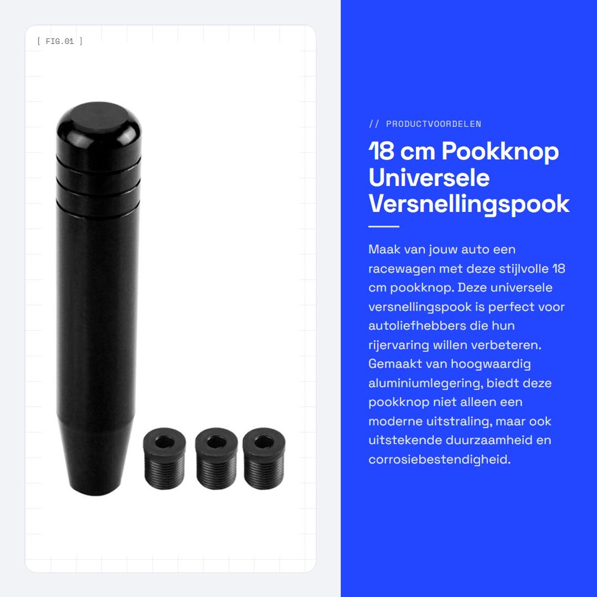 Dailygoods- Pookknop Aluminium - Universeel - Racing Stijl - Ergonomisch Ontwerp - Luxe Uiterlijk - Eenvoudig te Installeren - Versnellingspook