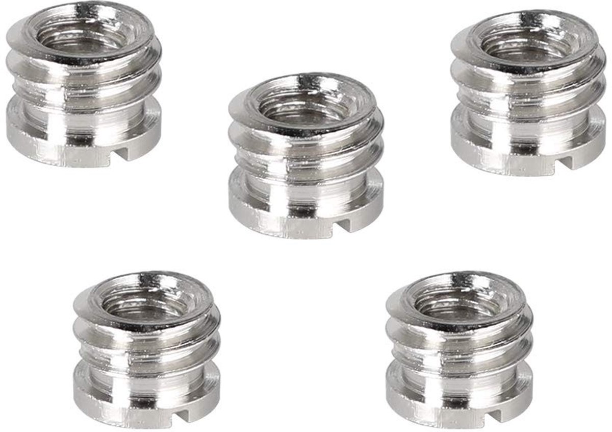 Dailygoods - Micro Screw Adapter - 1/4-20 naar 3/8-16 - Set van 5 - Zilver - Geschikt voor Microfoons - Accessoire Mounting