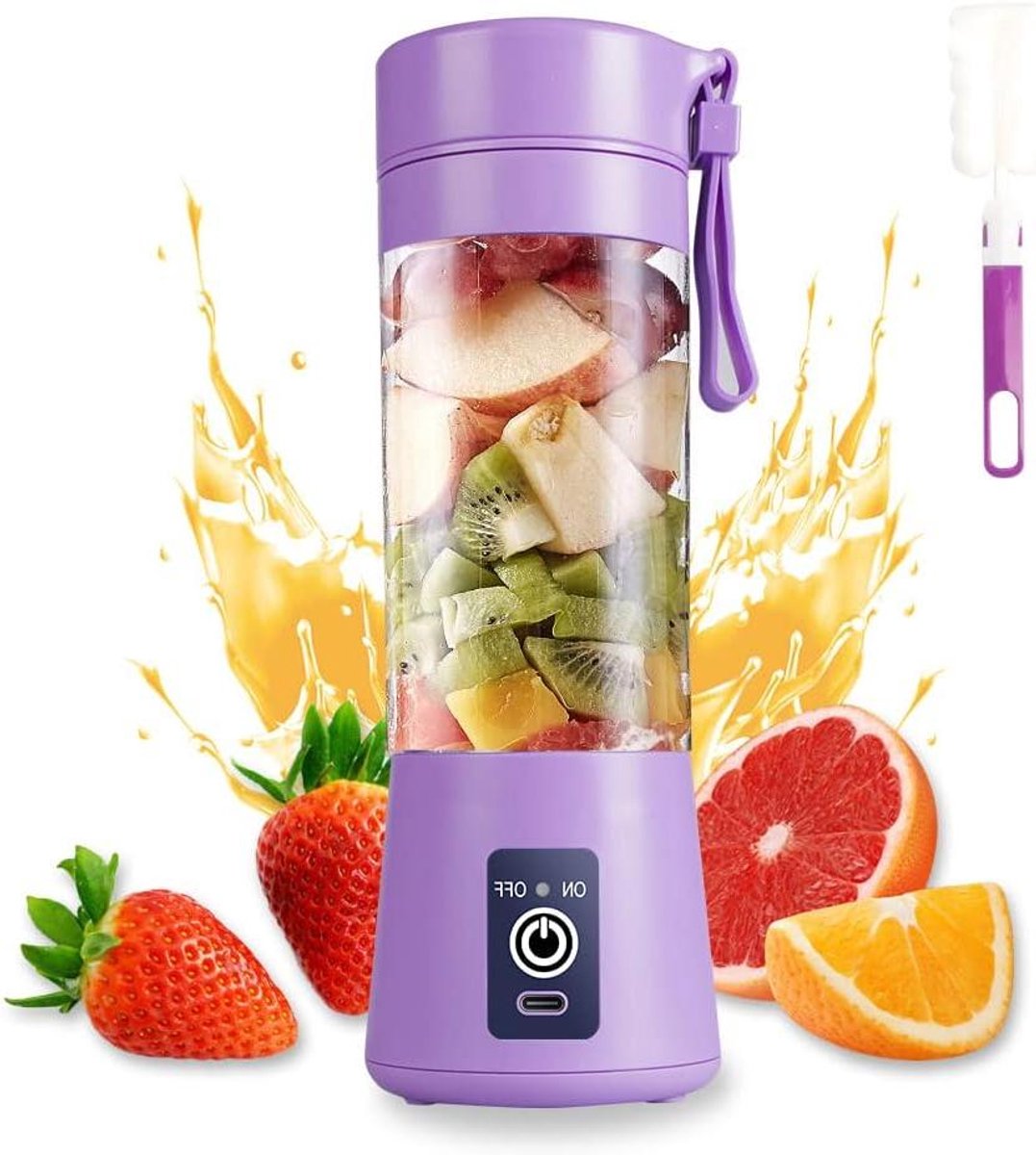 Mixer Smoothie Maker - Elektrische Juicer - Gezonde Drankjes Maken - Veiligheidssysteem - 380ml Capaciteit - Licht Paars