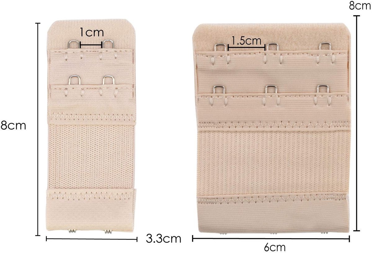 Dailygoods- Beha-extenders 6-delige set - 2/3 Haakverlengingen - Zwangerschapsbeha - Voedingsbeha - Comfortabel/Elastisch - Neutrale kleuren - Bh-verlenger