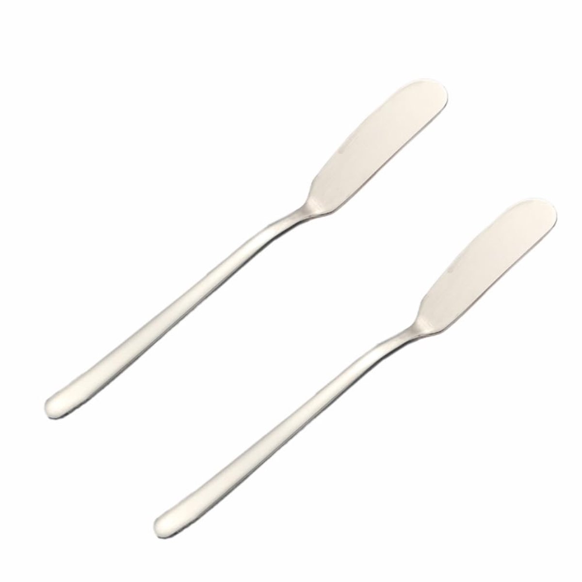 2 Stuks Roestvrij Stalen Botermes - 16,5 cm × 1,8 cm - Lange Handgreep Tafelmes, Kaasmes, Ontbijtmes Voor Kaas, Taarten, Brood, Dessert - Zilver