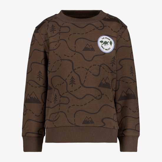 Unsigned jongens sweater met print bruin - Maat 122/128