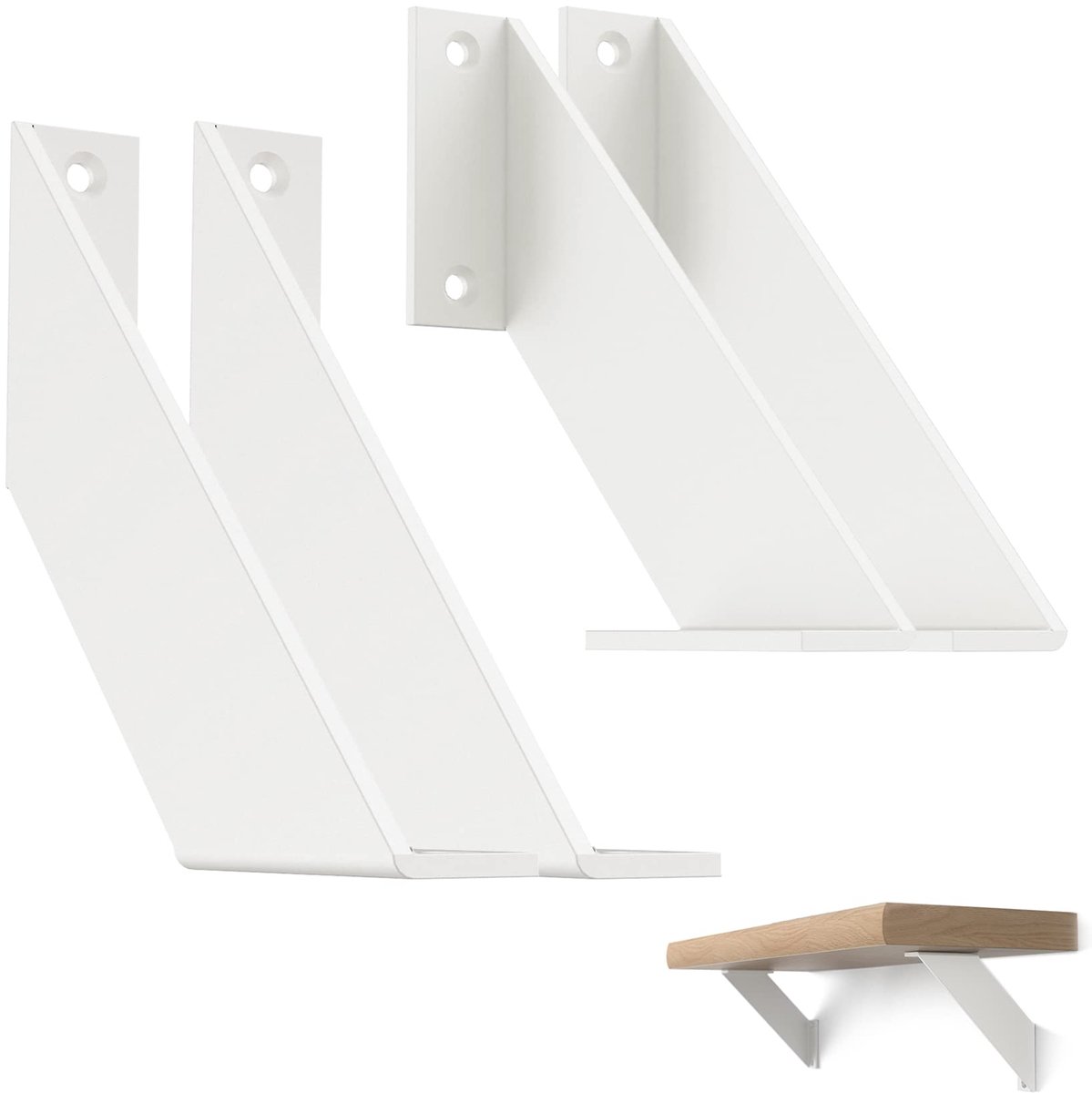 Witte Wandplankhouders - Set van 4 - Metalen Plankdragers voor Sterke Belasting - 20 cm