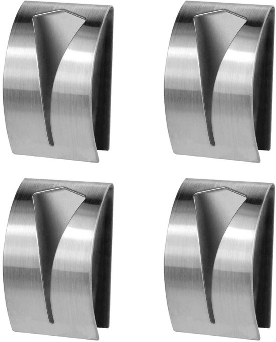 Dailygoods- Theedoekhaak 4 Stuks - Roestvrij Staal - Muurbeugel