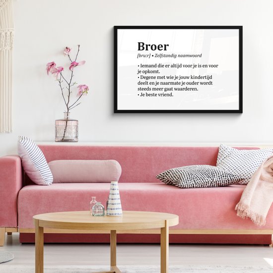 Cadre photo avec affiche - Dictionnaire - Définition de frère - Frère - Citations - Proverbes - 90x60 cm - Cadre pour affiche