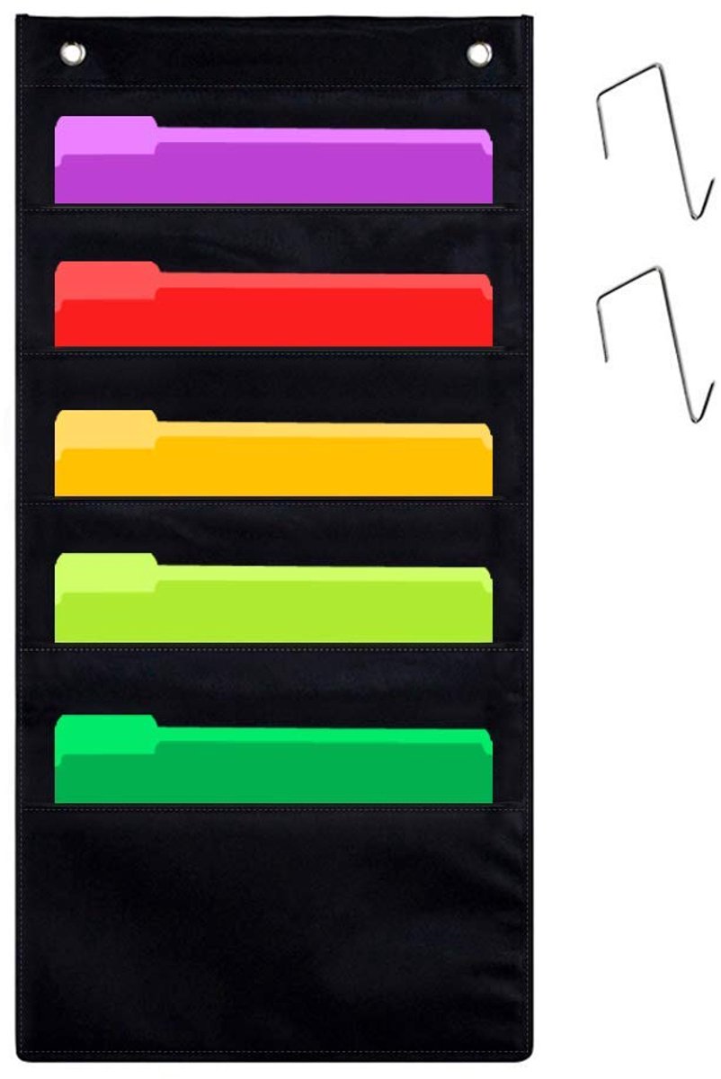 Pocket Chart,Opslag Pocket Grafiek 5 Slots Heavy Duty Opknoping Muur Bestand Organizer Kantoor Thuisbenodigdheden Opslag