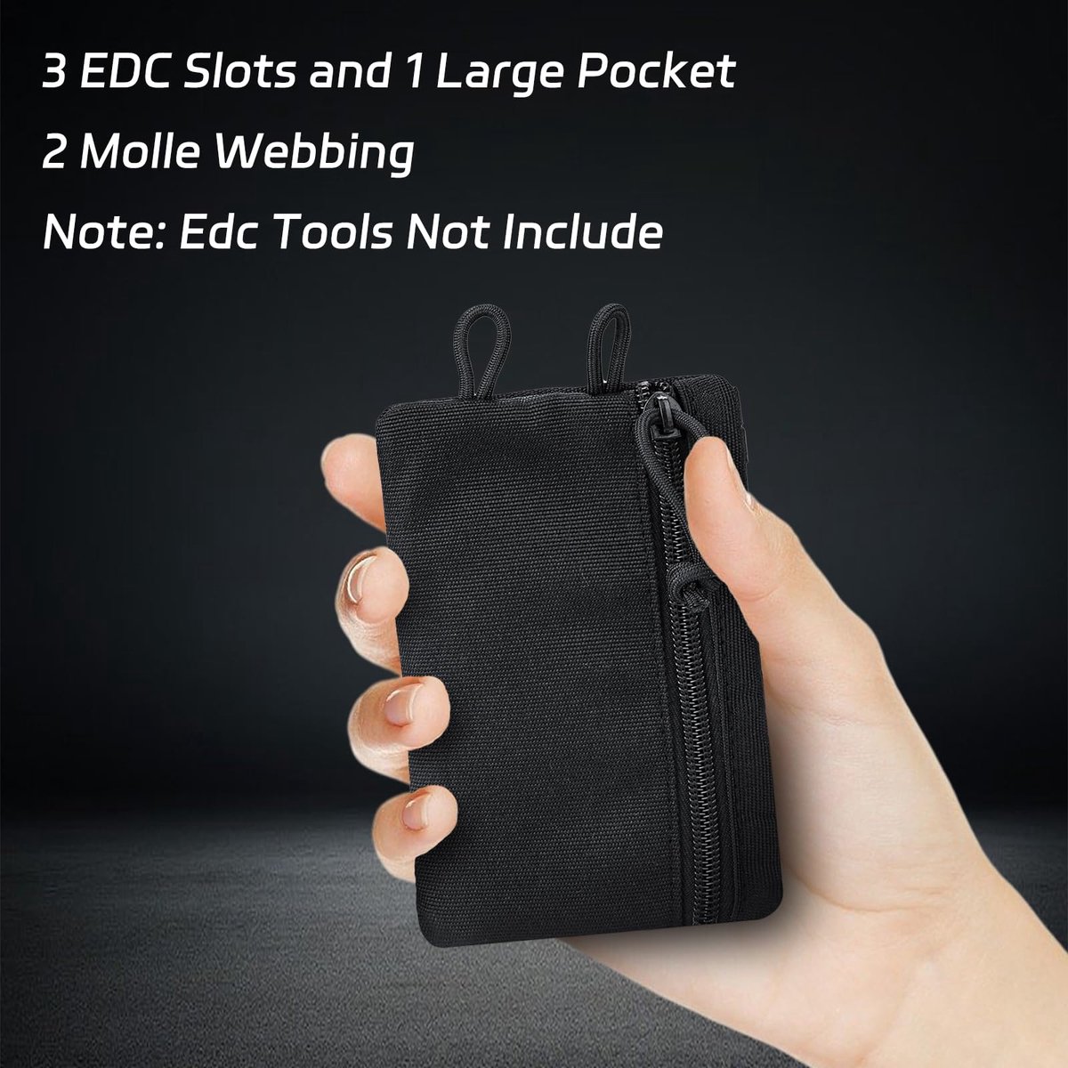 Organizer Tool Voor Mannen, Mini Wallet Key Pen Organizer, EDC Pocket Organizer, Knife Case, EDC Pouch, Zaklamp Storage Pack(Zwart)