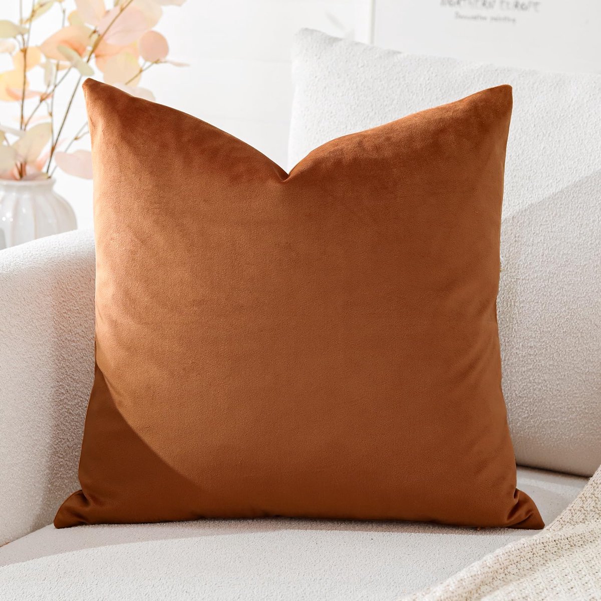 fluwelen kussenhoezen, superzachte decoratieve vierkante kussenhoezen, voor bank, sofa, slaapkamer, auto 50 x 50 cm, oranje