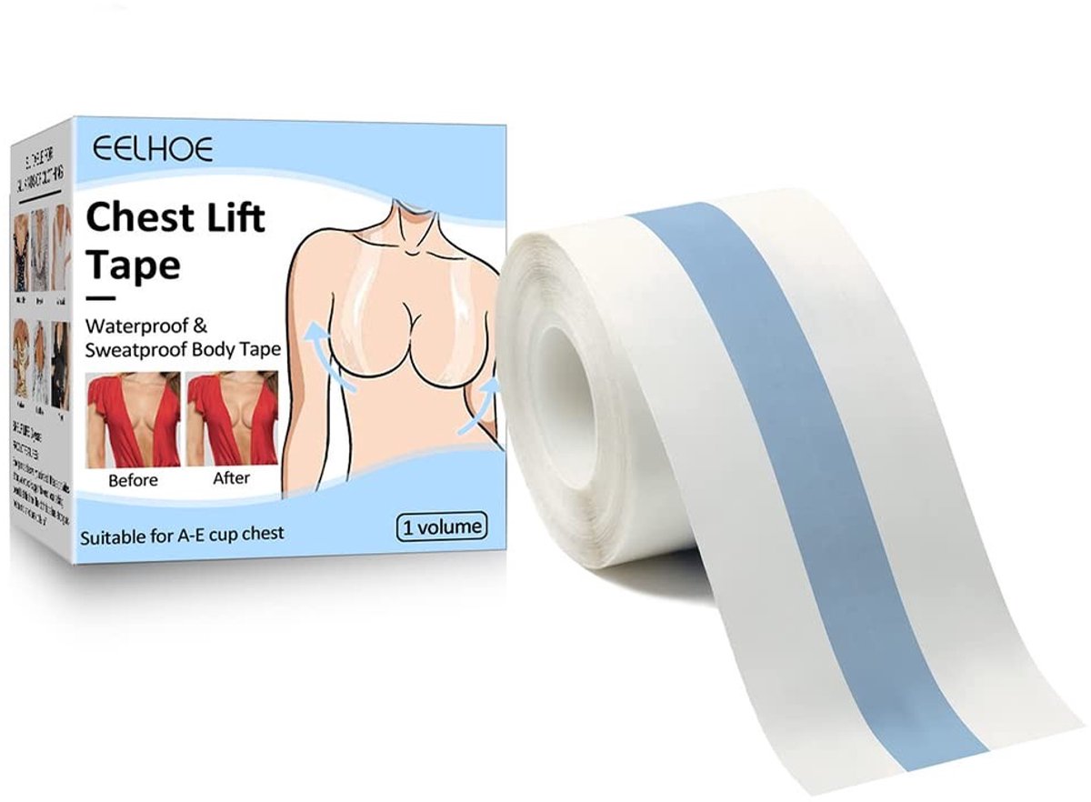 Dailygoods- Plakband Dubbelzijdig 5 cm x 100 cm - Body Tape - Plakbandhouder - Transparant - Fixeertape - Herbruikbaar - Bodytape