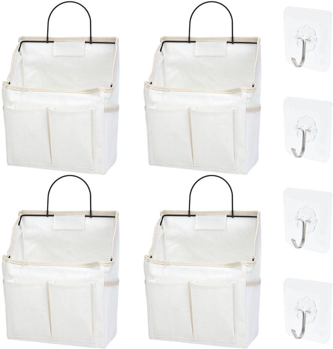 Dailygoods- Opbergtas Meerdelige Set van 4 - Wandorganizer - Katoen/Linnen - Stofdicht - Rechthoekig - Ruime Zakken - Opbergzak