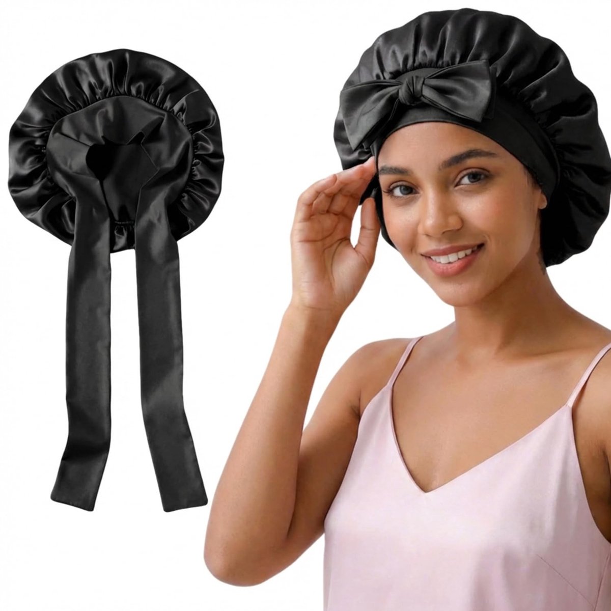 Dailygoods- Slaapmuts Zijden 100% Moerbeizijde - Verstelbaar - Ademend - Bescherming voor Krullend/Haar - Maximaal Slaapcomfort - Minimaliseert Wrijving - Haarbonnet