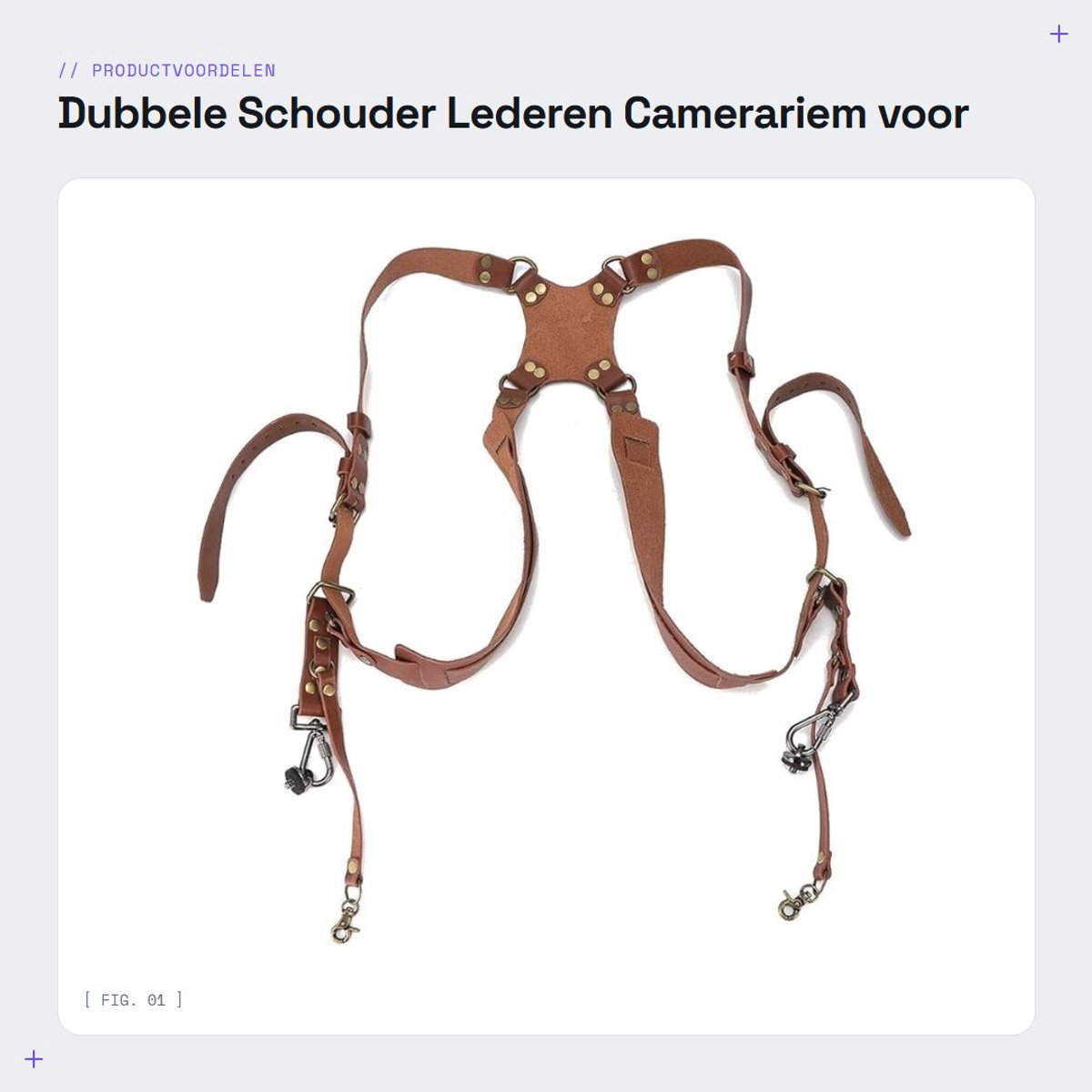 Dailygoods- Camerariem Verstelbaar - Dubbele Schouderriem - Lederen Harnasriem - Fotografieaccessoires - Voor DSLR-camera's - Comfortabel en huidvriendelijk - Camera Strap