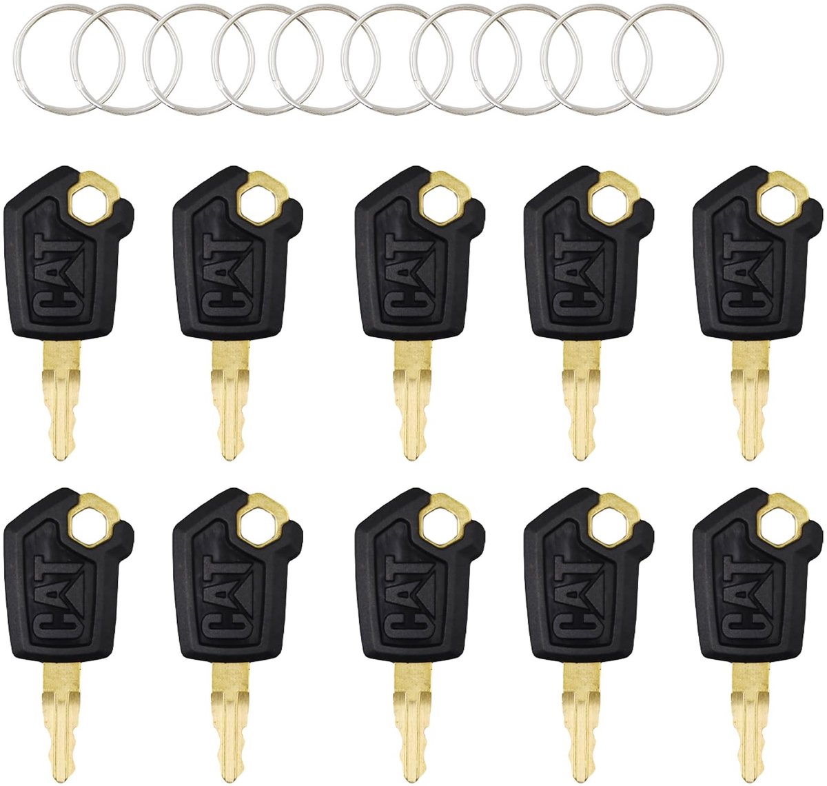 Dailygoods- Sleutelset 10 Stuks - Universele Vorkheftruck Sleutels - Graafmachine Sleutelset - Sleutelringen - Vervangingssleutels - Kunststof/Metaal - Graafmachinesleutels