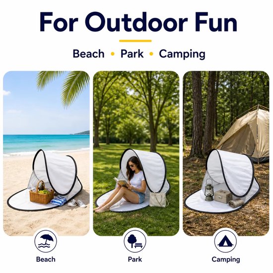 Draagbare Automatische Opvouwbare Strandtent met UV-Bescherming - Pop-up Zonnescherm, Strandtent, Kampeertent, Schuiltent voor Strand, Kamperen, Picknick, Vissen en Outdoor - Blauw — afbeelding 5