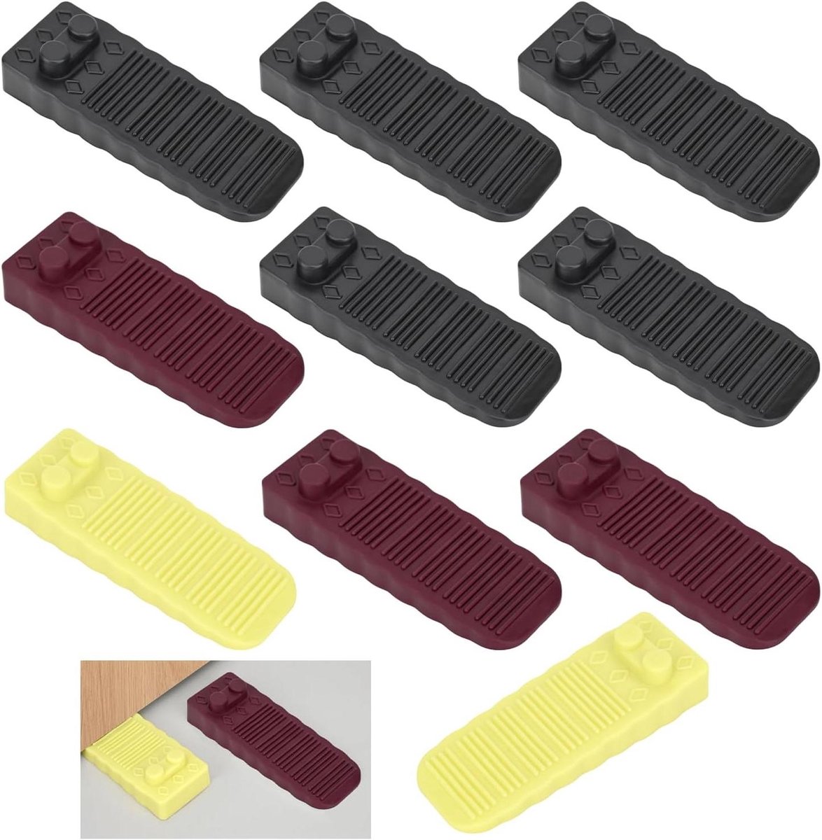 Deurstoppers 10 stuks - Deurwiggen - Deuren Op Hun Plek - Antislip Krasbestendig - Verstelbaar - Zwart