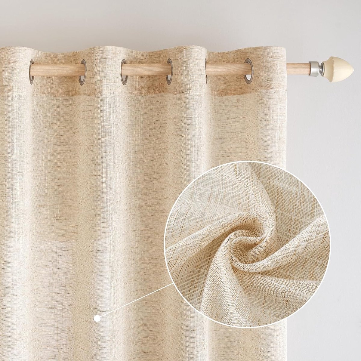 Linnen gordijnen doorschijnend, modern, decoratie, transparant, voor raam, woonkamer, slaapkamer, eetkamer, keuken, woonkamer, 2 bladen, 140 x 215 cm, lichtbeige