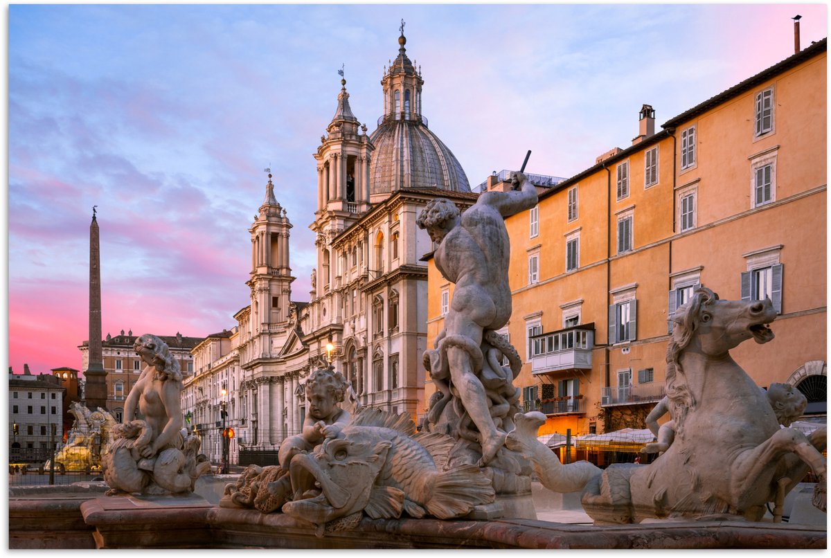 Poster 90x60 cm - Rome - Fontein - Neptunes - Posters - Kamer decoratie - Wanddecoratie wo
