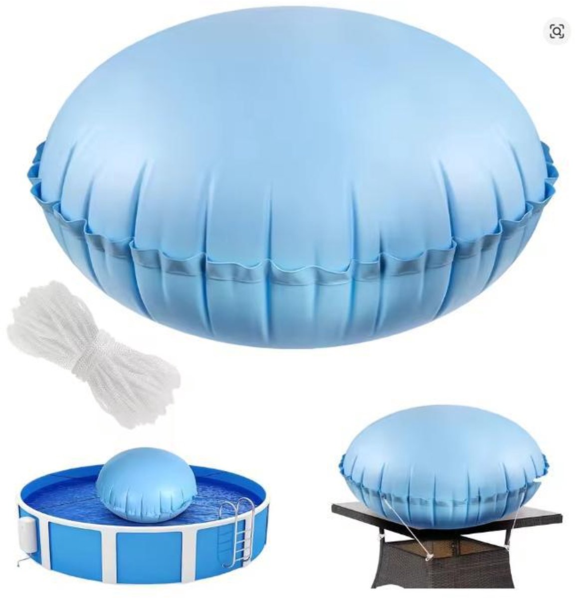 4 Ft Zwembad Luchtkussen voor Bovengronds Zwembad - Verzwaard Versterkt Model - Winterafsluit Set - Met Touw en Reparatietape - Ijsdrukcompensator voor Winteropslag