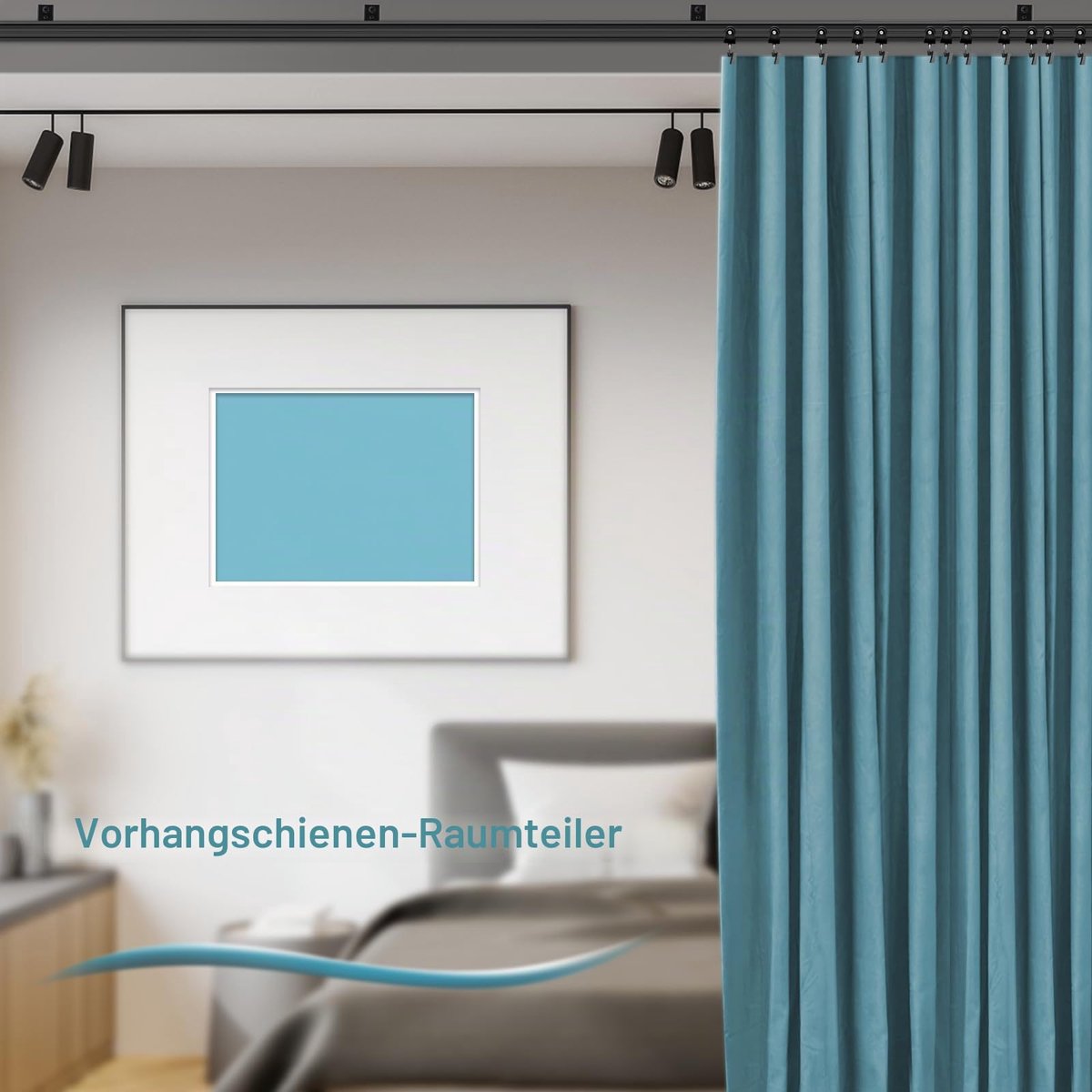 Gordijnrail, 3,05 m flexibele, buigbare gordijnrail voor plafondmontage en wandmontage, zwart, gebogen, hoge draagkracht, schuifgordijnrail voor camper, kamerverdeler