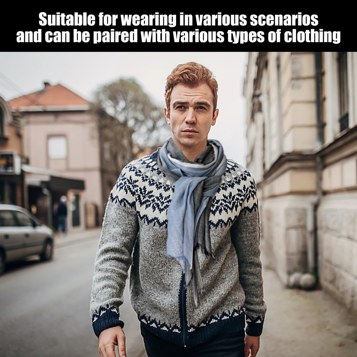 Katoenen en linnen sjaal 1 stuk, zachte sjaal, herensjaal, lange sjaal, warme sjaal, kledingaccessoires, Zwart Tibetaans Blauw, M