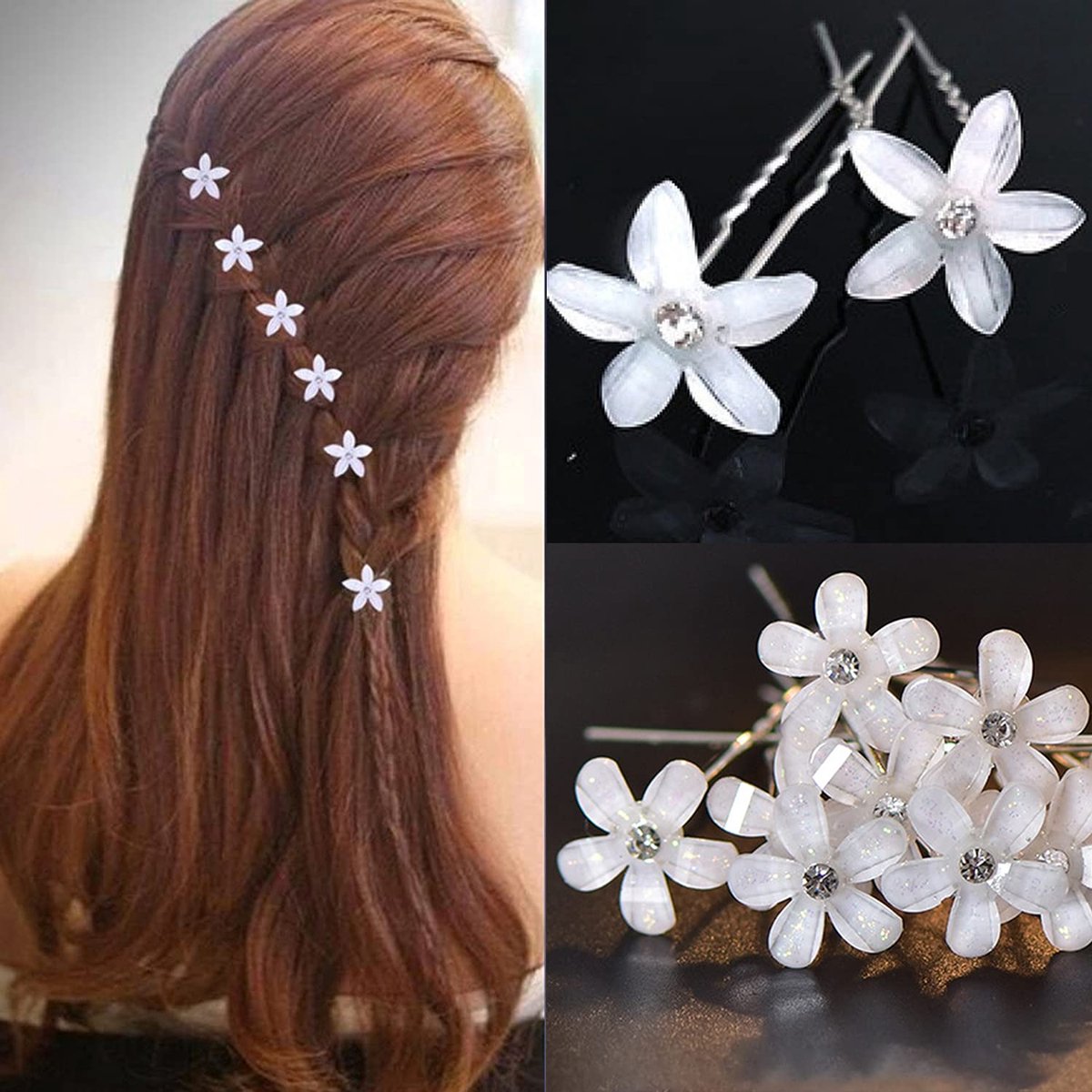 Haarspelden, bruiloft parel haarspelden parel bloem kristal strass haarspelden clips bruidsmeisje haaraccessoires voor vrouwen meisjes, bruiloft, bal
